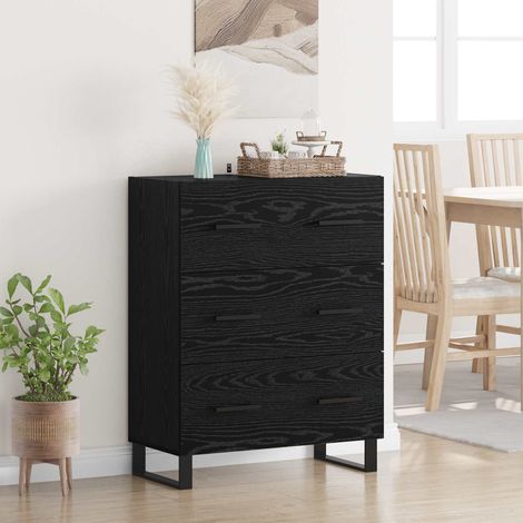 vidaXL  Sideboard  Black Oak 69.5 x 34 x 90 cm Engineered Wood and Iron