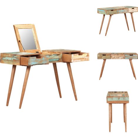 Schminktische - Living Schminktisch mit Spiegel 112x45x76 cm Altholz Massiv (1/5)