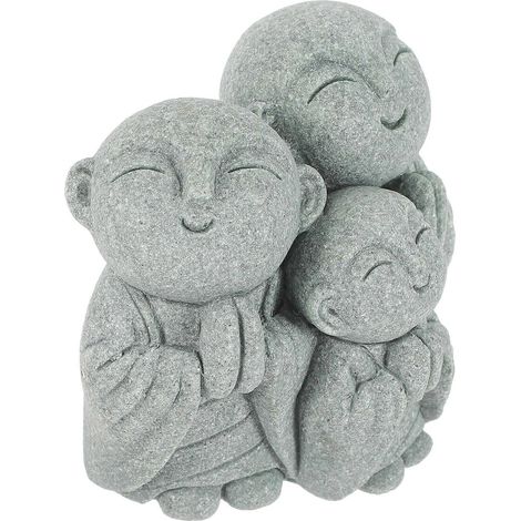Aquarium Fish Tank Monk Ornament for Decoration 1Set Grey Green Sandstone (1/5)
