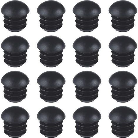 Embouts Ronds en Plastique 16 mm – 16 Pièces pour Pieds de Chaise, Table et Meuble – Design Dôme Nervuré Noir (1/5)