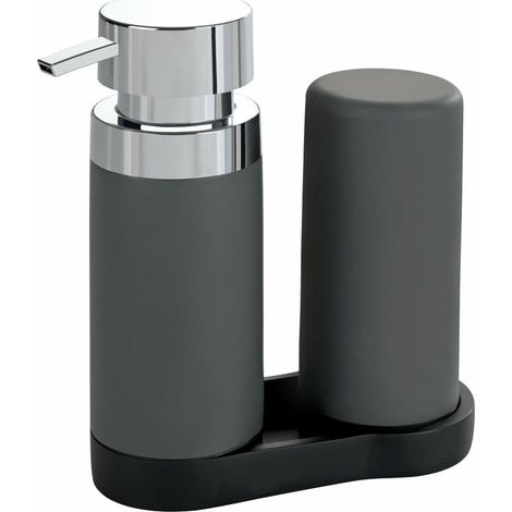 royaluxe -Station de lavage Easy-Squeeze, distributeur de savon à vaisselle et distributeur de savon liquide, gris, 240 ml, 15 x 18 x 7 cm (1/5)