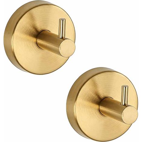 2 pièces de Crochets à ventouse en acier inoxydable Crochet porte-serviettes amovibles Porte-serviettes sans perçage Pour salle de bain, cuisine, porte vitrée, mur-, doré
