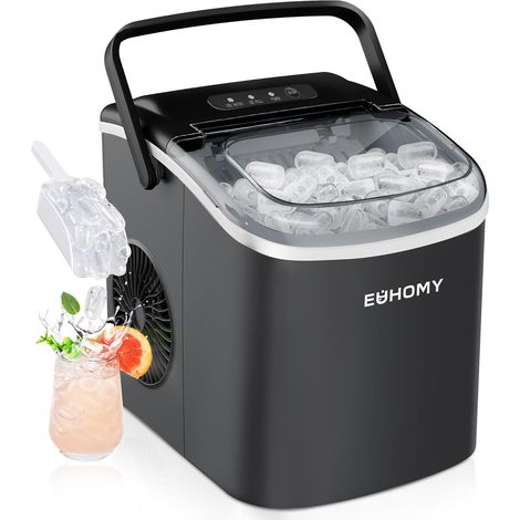 Machine à glaçons 12kg en 24h – 9 glaçons en 6 minutes – Réservoir 1,2L – Bac amovible 0,6kg – Indicateur 'Glace pleine' – Pelle à glace incluse (1/5)