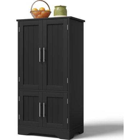 Armario auxiliar de cocina 4 puertas con luz LED con sensor 120x60x40 cm MDF negro HOMVRA (1/5)
