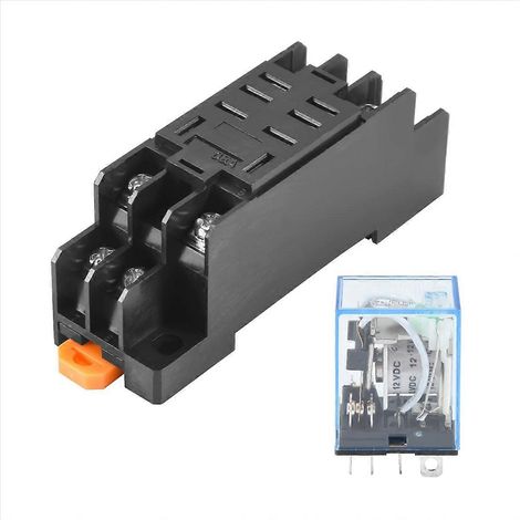 Relais de puissance à bobine 12 V CC DPDT LY2NJ HH62P-L JQX-13F 10 A avec embase PTF08A (1/5)