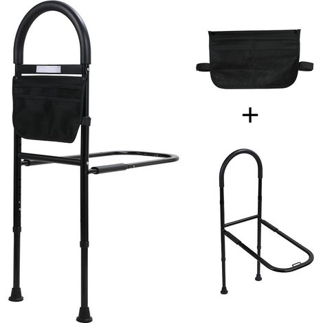 Randaco Barandilla de ayuda a la cama de pie Ayudas para personas mayores 80-104cm Ajustable en altura incl. bolsa de almacenamiento Asidero de cama antideslizante, con LED