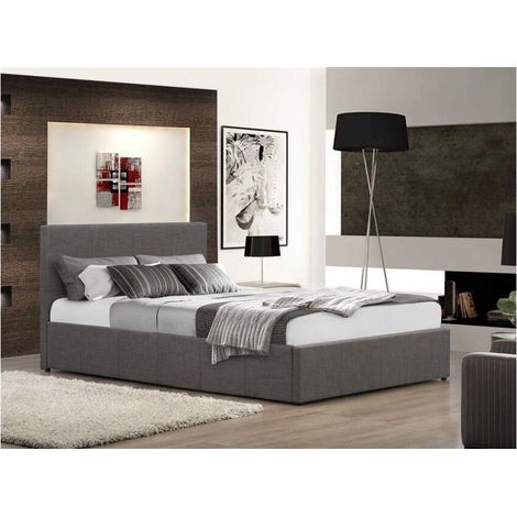Modern Storage Ottoman Gas Lift Fabric Bed - Silver Velvet- No Mattress 5ft (1/3)