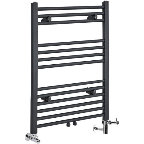 Hudson Reed Neva - Sèche-Serviettes Design Mixte Moderne - Raccordement Central - Anthracite - 80.3 cm x 50 cm