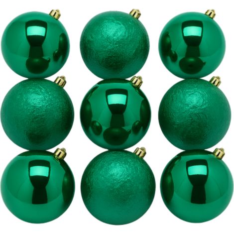 Palline per albero di Natale in PVC anti rottura "Groovemix" di colore Verde, addobbo natalizio elegante -9 palline da ⌀ 8 cm (1/5)