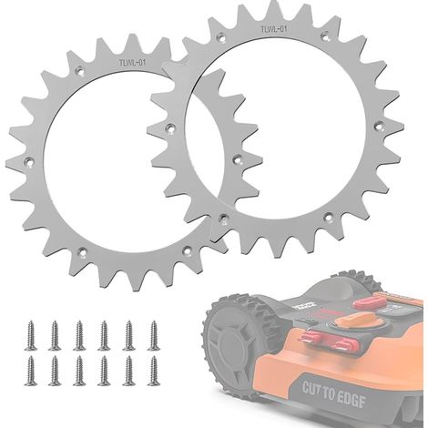 Clavos de repuesto de acero inoxidable para modelos Worx Lan-droid S/M, tracción mejorada para cortacésped robótico con 12 tornillos, tamaño de rueda de 205 mm. (1/5)