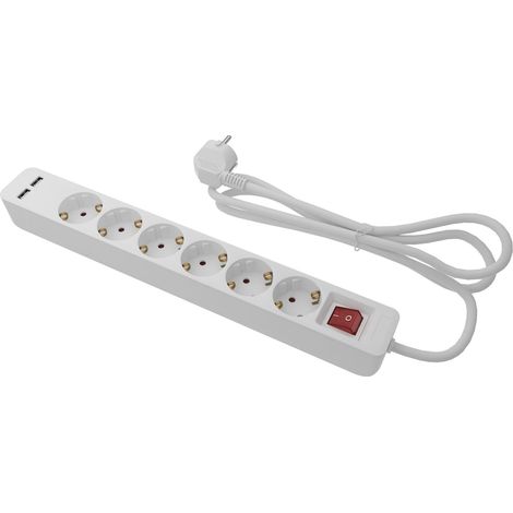 Rallonge électrique RS PRO 5m, 6 prises Type F - Schuko allemand, 250 V 16A, IP20 ( Prix pour 1 )