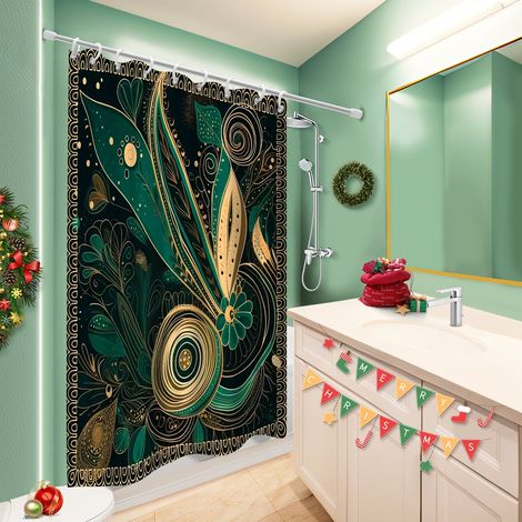 Voile de douche fluide en polyester 180x180 robuste rideau séchage rapide pour idée cadeau pour pendaison de crémaillère (1/5)