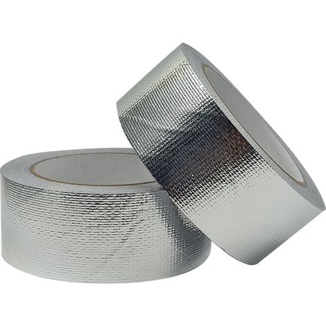 (Lot de 2) Ruban adhésif en aluminium (renforcé de fibre de verre) — Ruban isolant adapté aux tuyaux et aux conduits de ventilation, ruban adhésif résistant aux hautes températures (1/5)