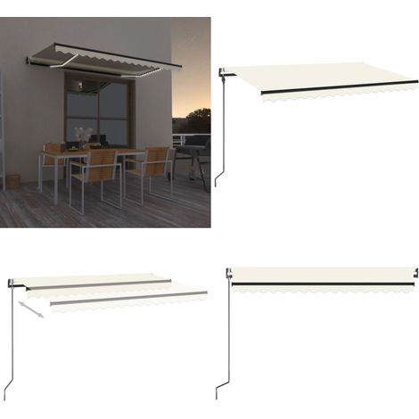 Automatische Markise mit LED & Windsensor 450x300 cm Creme - Sonnensegel - Gartensonnensegel - Markise - Terrassenüberdachung - Windsensor - Home & Living (1/5)