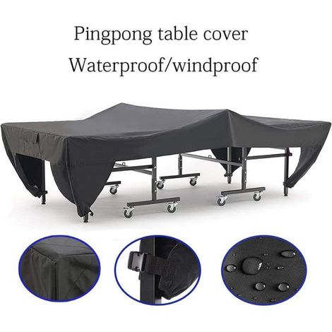 Housse de table de ping-pong - Housse de protection anti-poussière pour table de ping-pong d'intérieur/extérieur, imperméable et durable, 280 x 152 x 76 cm, noire