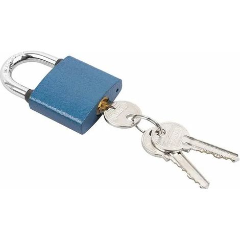 Cadenas ovale 38mm bleu, serrure à clé avec 3 clés, sécurité antivol pour porte intérieure et extérieure, protection robuste contre le vol