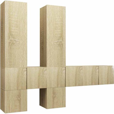 Maison Exclusive - 7-tlg. TV-Schrank-Set Sonoma-Eiche Holzwerksto (1/5)