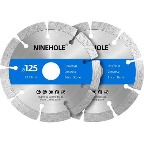 2x Disque Diamant - Outil De Coupe - Segment 10mm - Pour Béton Brique Pierre - Usage Sec Et Humide - Gris - 125x22,23mm (1/5)
