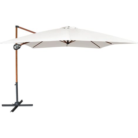 Axi Mira Parasol Déporté Carré 300 X 300 Cm, Aspect Bois/Beige Pour Le Jardin / Terrasse, Toile Anti-Uv Indice Upf 30+ Pied En Croix Et Housse De Protection Inclus Inclinable Et Pivotant À 360°