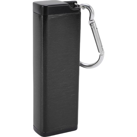 Boîte de rangement portable en métal, en alliage d'aluminium, hermétique, avec cordon sifflet, idéale pour les voyages et le camping (noir). (1/5)