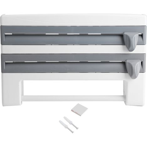 Support de rangement pour bouteilles de sauce de cuisine, porte-rouleau de papier essuie-tout, support pour ustensiles de cuisine, film alimentaire prédécoupé gris (1/5)