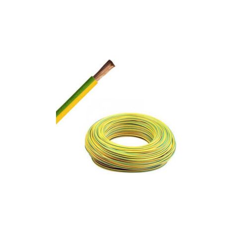 Fil Isolé Souple - HO7VK 10mm2 - au rouleau de 100 mètres - Vert / Jaune - VK10V/J