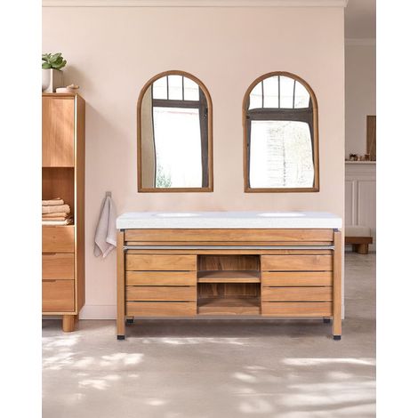 Borneo - Meuble double vasque avec plateau terrazzo