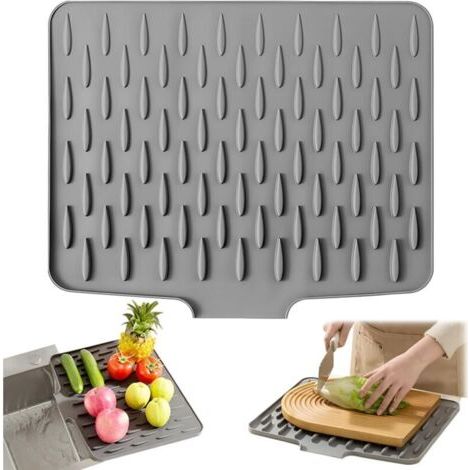 Tapis Égouttoir Vaisselle Tapis d'égouttage Pliable Tapis Vaisselle Résistant à la Chaleur Antidérapant pour Évier de Cuisine Plans de Travail de Salle de Bain (1/4)