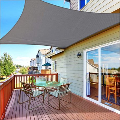 AIDUCHO 2x4m Gris Voile D’ombrage Rectangulaire, Toile Imperméable Une Protection Des Rayons Uv À 95%, Voile Ombrage Pour En Plein Air, Jardin & Terrasse (1/4)