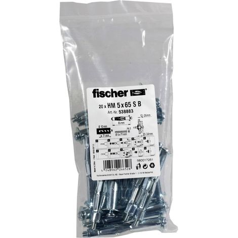 Fischer 20x  tasselli metallici  a espansione  HM 5  x 65  S B  in busta  - 538883