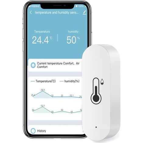 Thermomètre hygromètre WiFi sans fil intelligent pour la température intérieure et l'humidité, application d'alerte de notification fonctionne avec Alexa, pour bébé, maison, garage, serre (1/5)