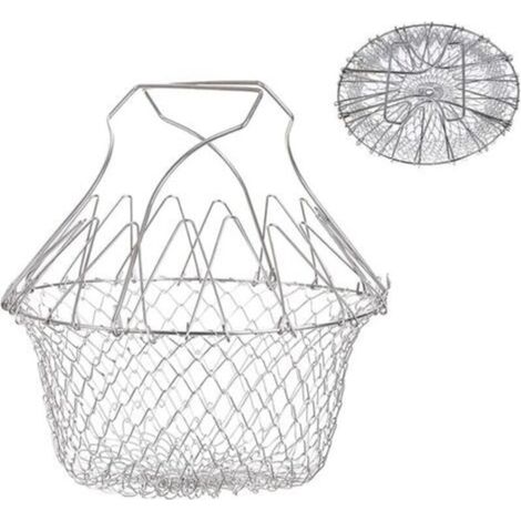 Panier à Frire, Panier a Salade Tamis Cuisine Inoxydable Fry Extensible Chef Panier Cuisine-Crezuo