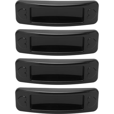Lot de 4 poignées de porte coulissantes noires sans perçage, poignées adhésives en plastique pour tiroirs de meubles de maison (1/5)