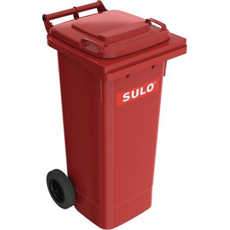 Bac à ordures 80 l HDPE rouge mobile selon EN 840 SULO
