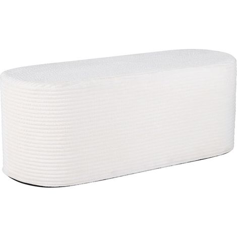 Entrée, salon ou couloir : une assise douce avec ce banc ottoman ovale en velours côtelé beige (1/5)