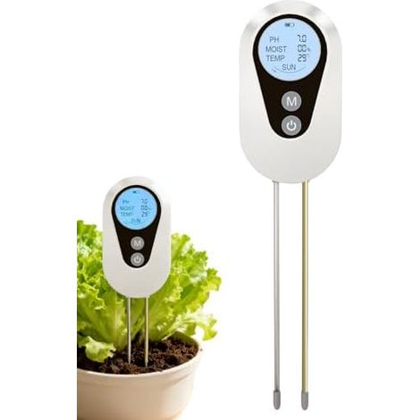Testeur de sol : analyseur multifonction 4 en 1, compteur numérique nutriments pour l'humidité, détecteur croissance des , outil d'entretien du jardin, contrôle précis Perfet - (1/5)