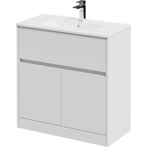Montego Satin White 800mm 1 Drawer 2 Door Vanity Unit with Angel Basin