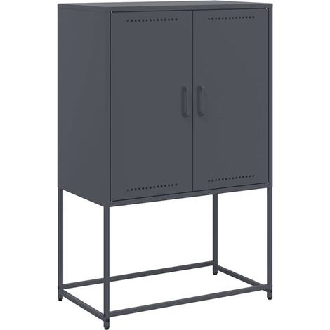 Buffet Haut sur Pieds en Acier, Gris Foncé, 68.5x38.5x107 cm (1/5)