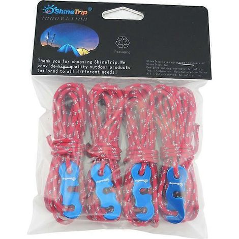 Lot de 4 boucles multifonctionnelles réfléchissantes et résistantes au vent et au ciel, idéales pour le camping en extérieur. Corde de 3 mm avec boucle.