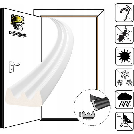 Guarnizione autoadesiva per porte e finestre E 9X4 mm BIANCO (1/5)