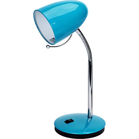 Lampe de table en métal bleu avec col flexible, culot E27 (ampoule non incluse) (1/3)
