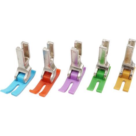 Convient aux machines à coudre MT-18 : Pied-de-biche synthétique — Bleu/Multicolore  Pied-de-biche pour tissu Oxford résistant à l’abrasion — Accessoire universel adapté aux machines à plat (Lot de 5) (1/5)