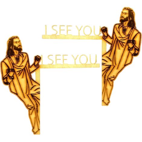 Lot de 2 panneaux décoratifs en bois "Jesus I See You" pour coins de porte, angle gauche et droit, décoration murale. (1/5)