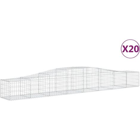 Paniers à gabions arqués 20 pcs  Mur en gabion 400x50x40/60 cm Fer galvanisé