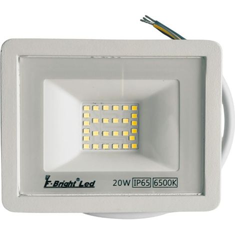 Proyector LED Extraplano 20W IP65 6500K  Alto Rendimiento en Aluminio Blanco