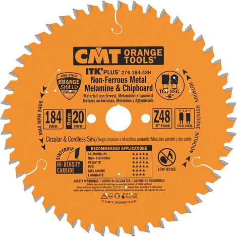 276.184.48H LAME CIRCULAIRE  POUR ALUMINIUM HW 184X1.8/1.2X20+16+15.8 Z48 TCG NEG