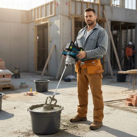 Akku-Erdbohrer für Makita 18V Batterie, 1200W Bürstenloser Motor, Geschikt voor Ø 350mm Vloerboor, Ijsboor, für Zaunbau, Garten & Fundament,Mörtelrührer, Lieferung ohne Ladegerät & Boor