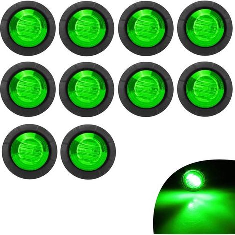 Confezione da 10 indicatori di direzione posteriori a LED da 3/4 di pollice, adatti per camion, rimorchi, insegne per cabine, insegne per camper e strisce luminose a LED per imbarcazioni, luci freno a (1/5)