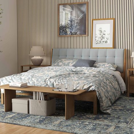 Lot de 3 Panneaux Muraux Décoratifs Acoustiques Bois MDF 240x60cm Chêne blanc AntiBruit, Facile à Poser