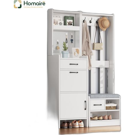 Garderobe aus Spanplatte weiß und Polyester 110 x 35 x 175.5 cm HOMAIRE (1/5)